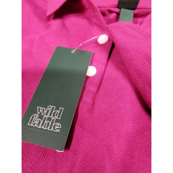Womens Short Sleeve Boxy Cropped Polo T Shirt Wild Fable Magenta S - Picture 7 of 8